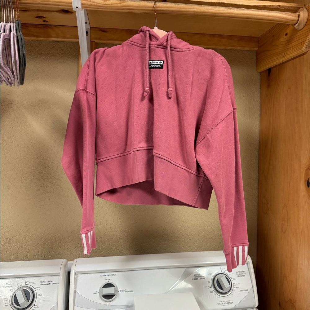 Adidas Pink Cropped Hoodie